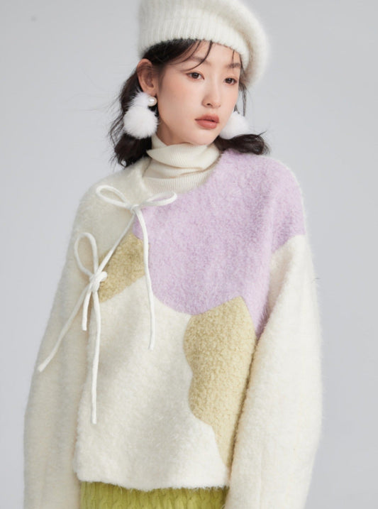 Chinese style woolen top