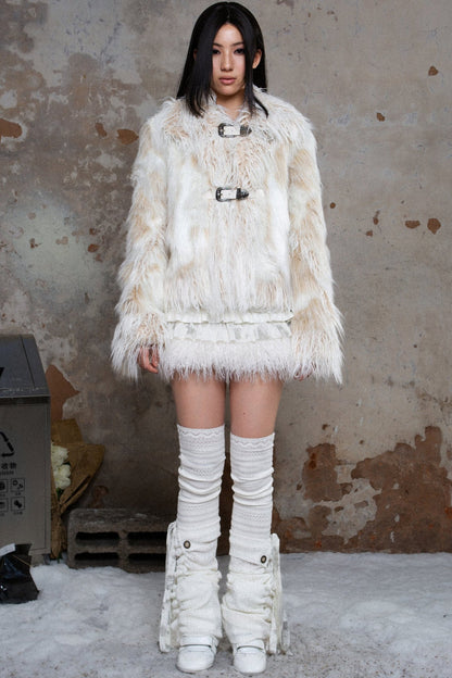 Loose Fit Fleece Fur Coat