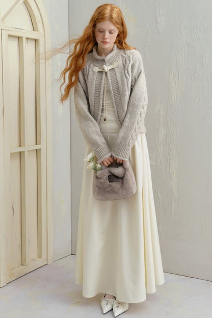 Stitching Shirred Knit Long Dress