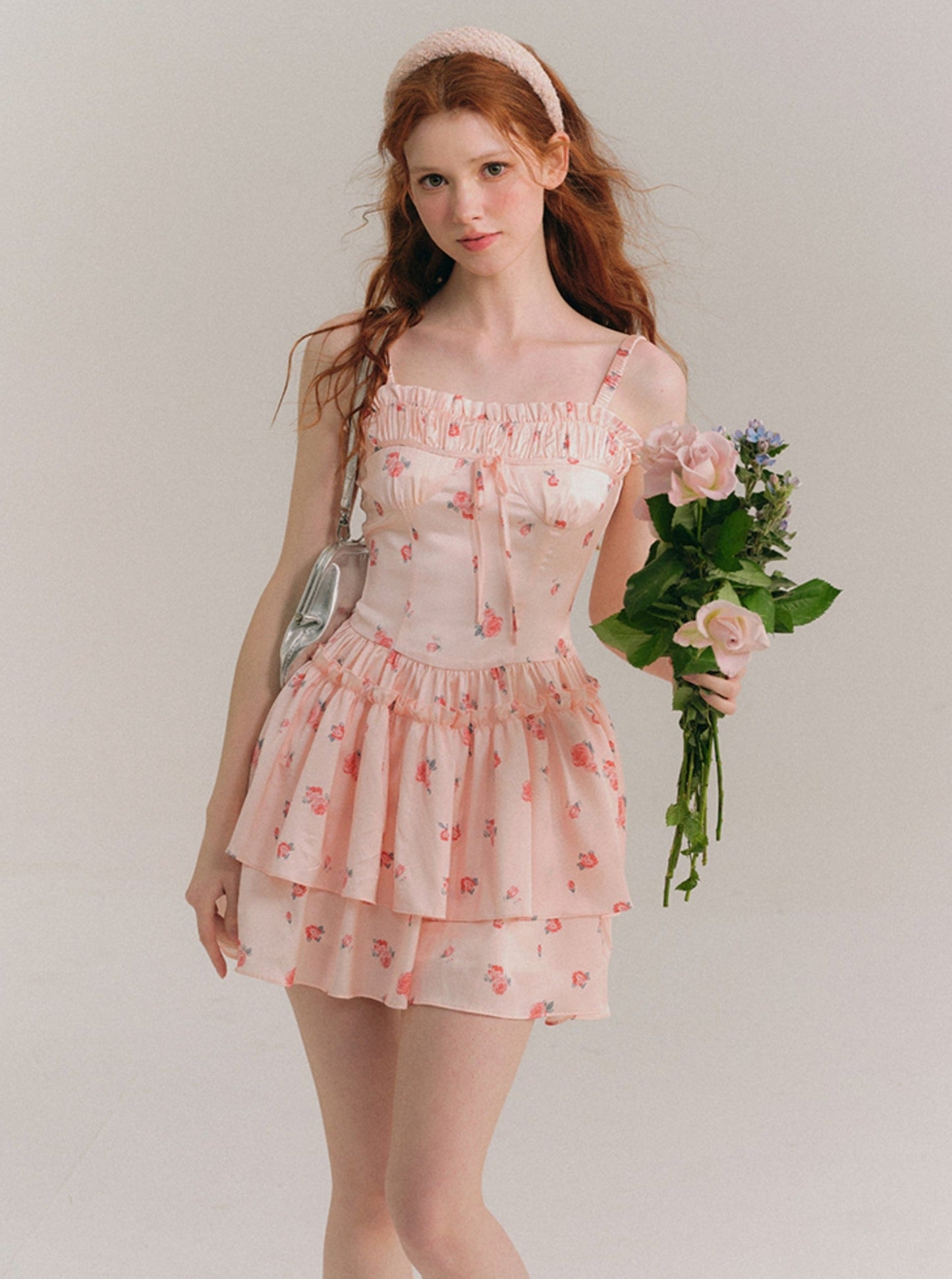 Blush Satin Suspender Dress