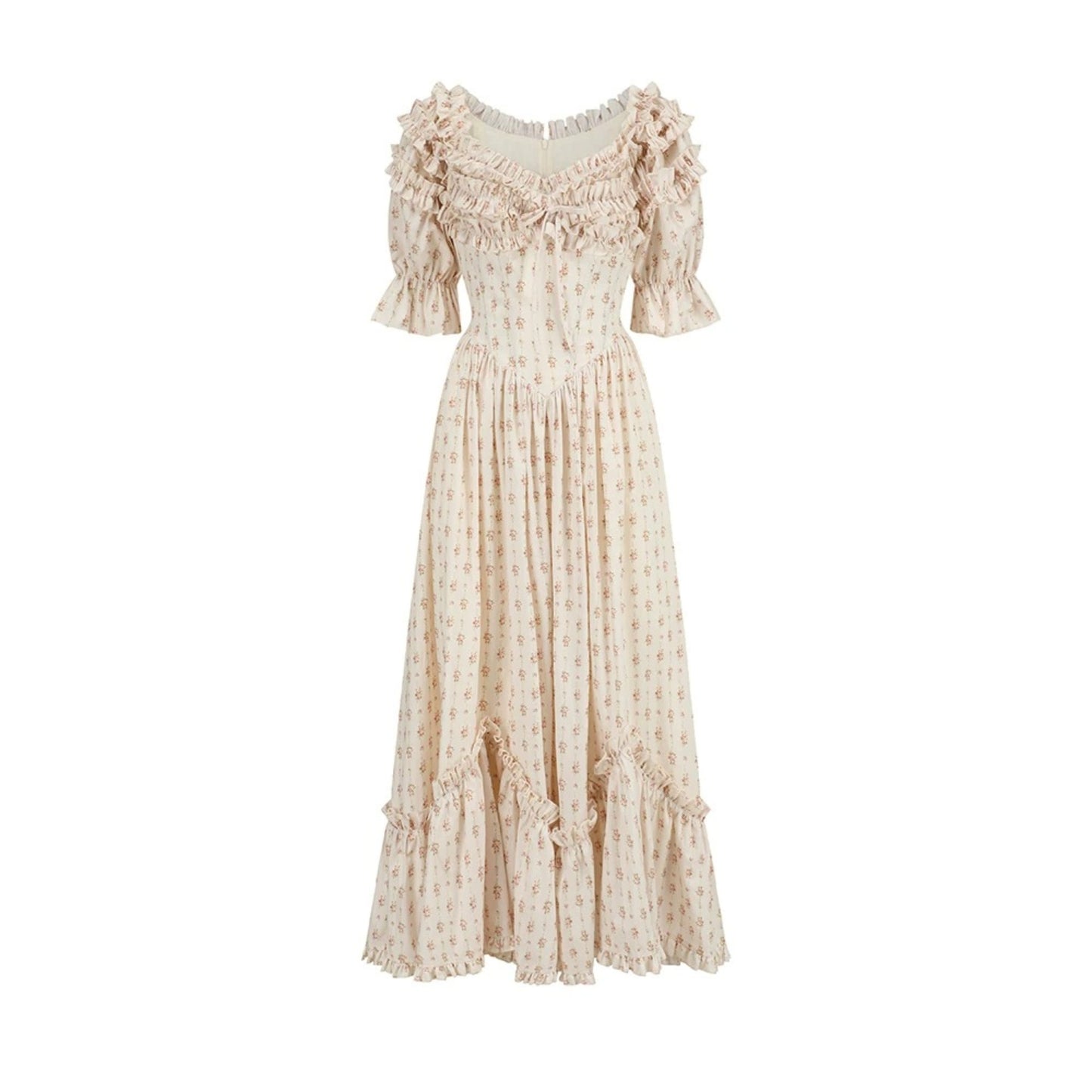 French Floral Fishbone Dress