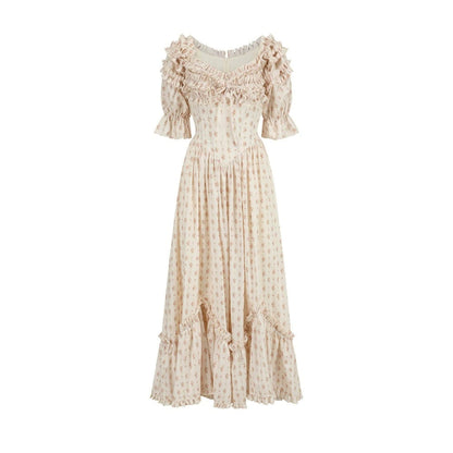 French Floral Fishbone Dress