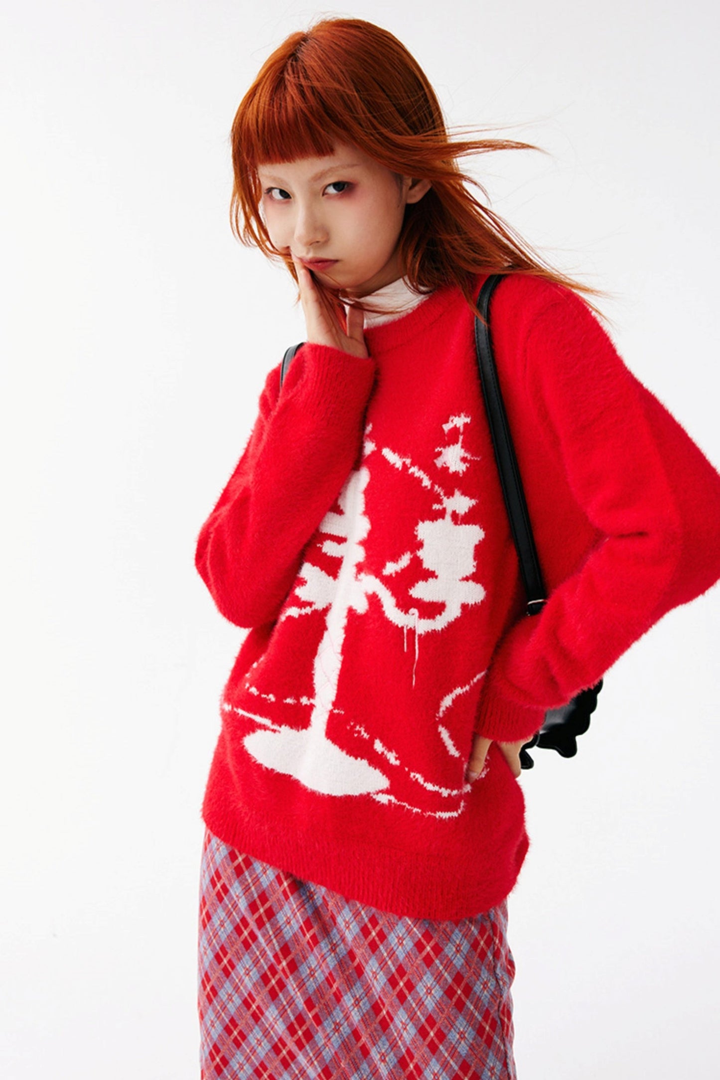 Color Contrast Candlestick Knit Sweater