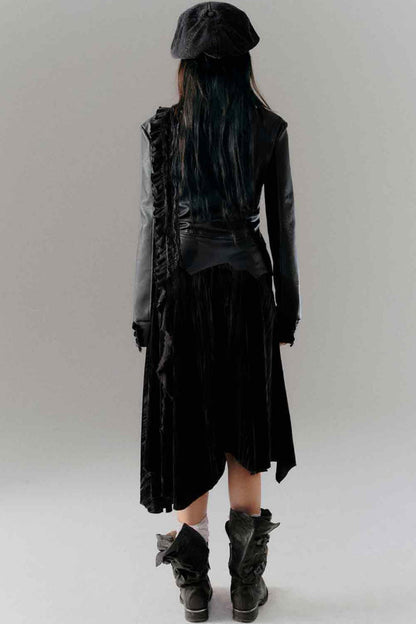 Dark Velvet Leather Dress