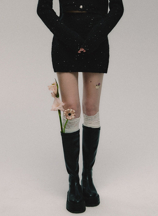 Knitted Suit cardigan skirt set