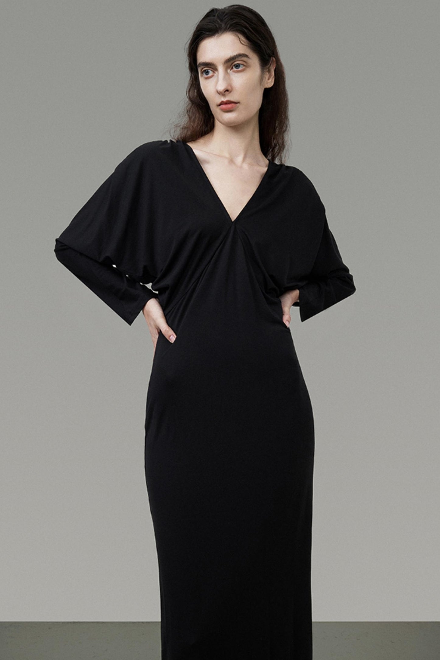 Slim-Fit Black Knit Dress