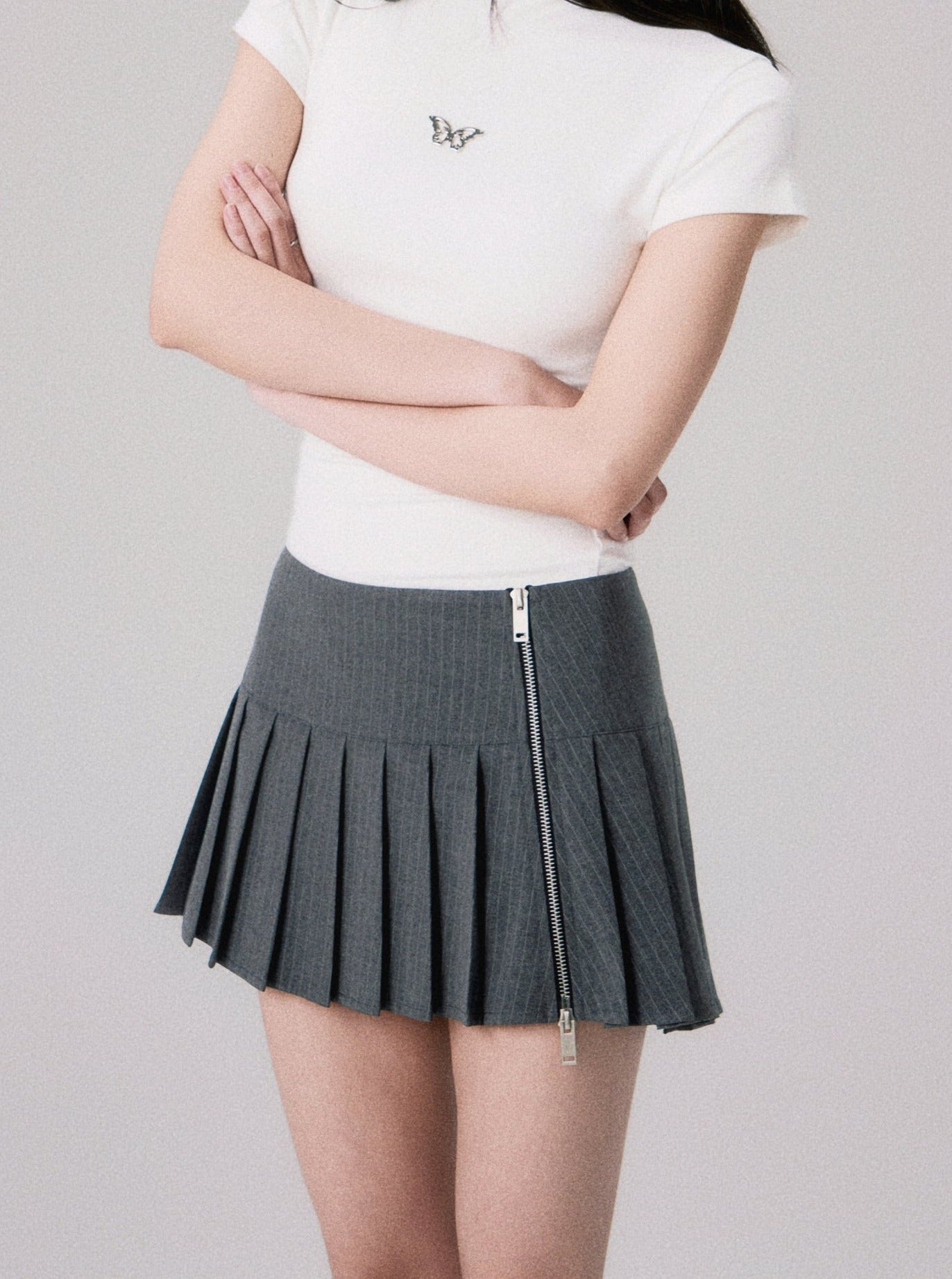 Low-Rise Striped A-Line Skirt