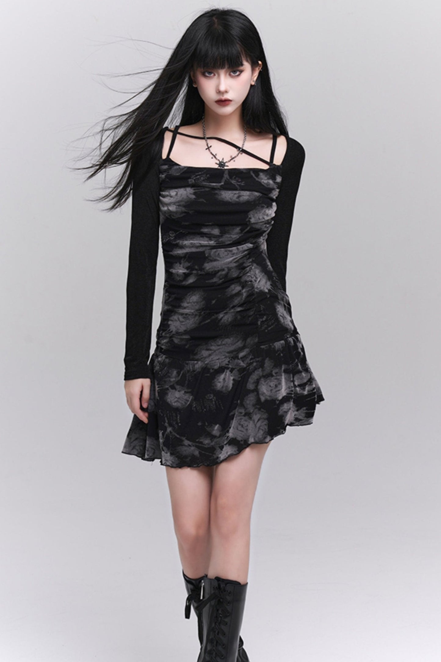 Ghost Girl Fake Two-Piece Sweet Waist Dress