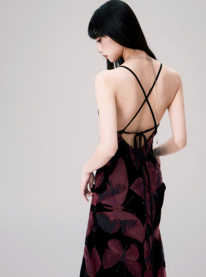 Velvet Butterfly Slip Dress