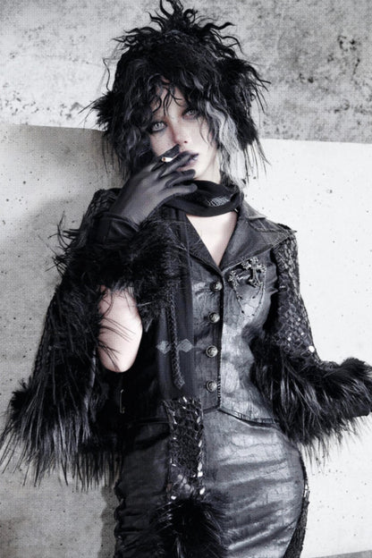 Gothic Fur Suit Cape Jacket Set-Up