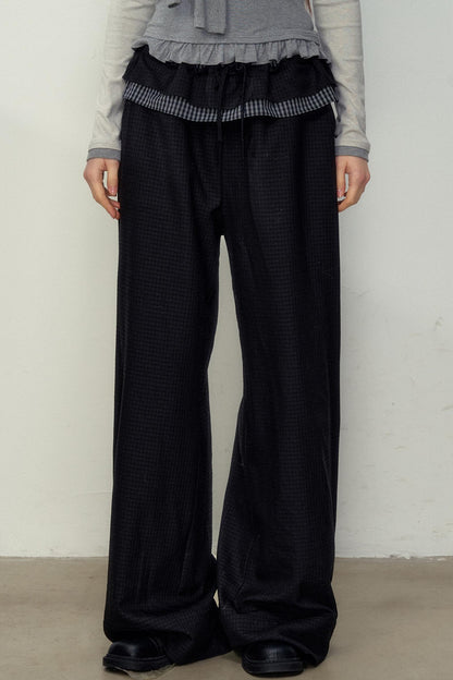 Lace Layer Plaid Trousers