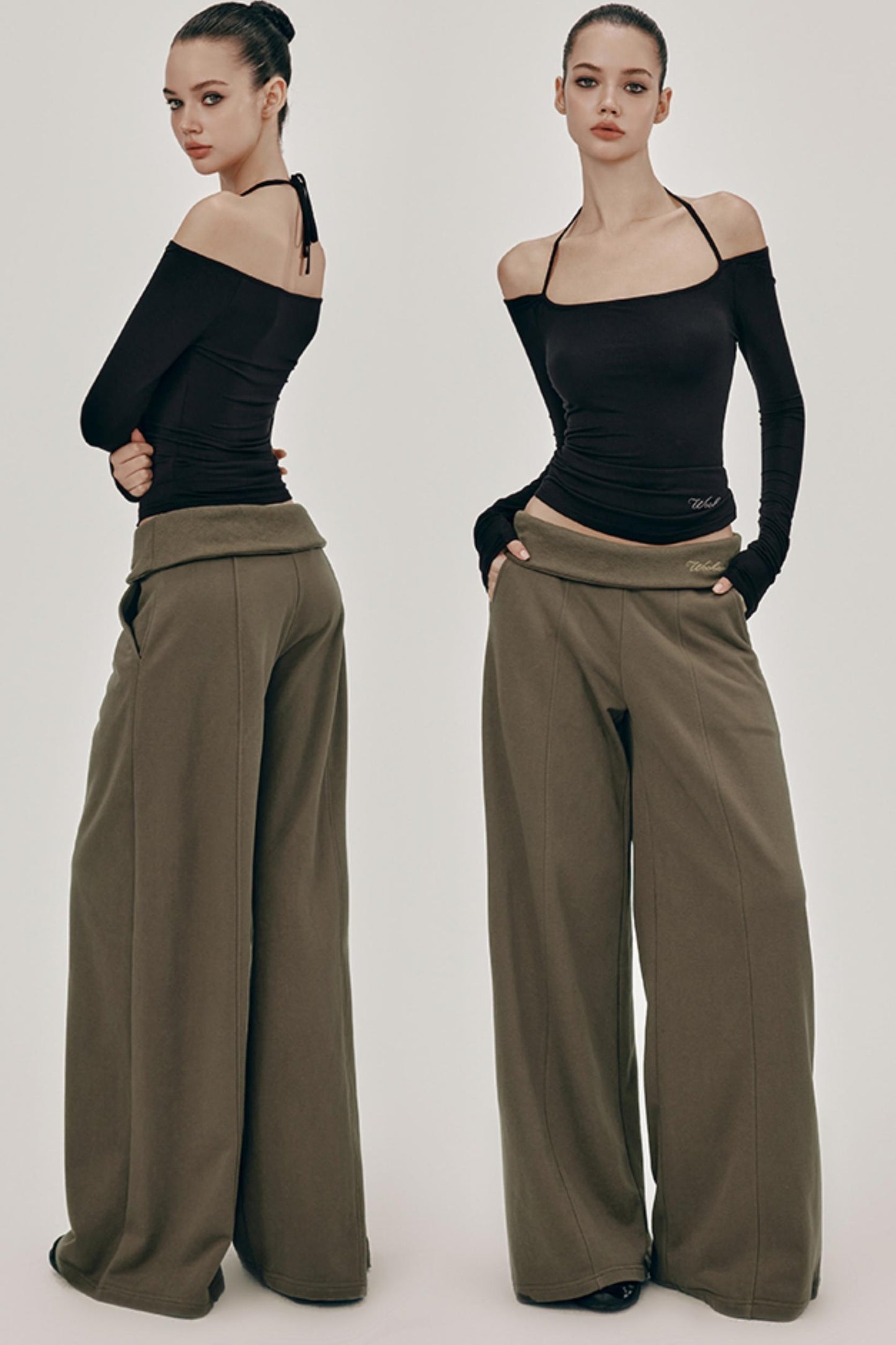 High-Waist Knit Wide Pants