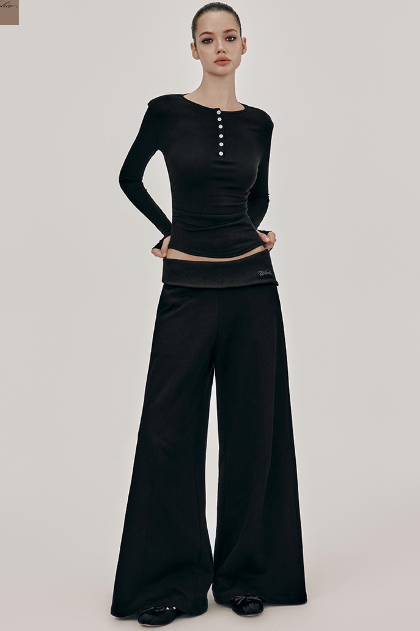 High-Waist Knit Wide Pants