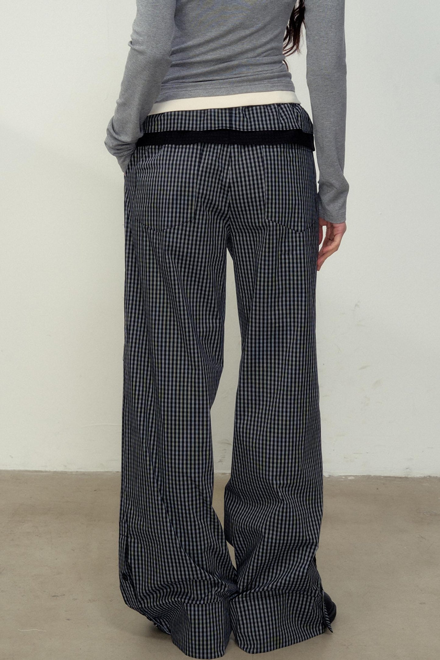 Lace Layer Plaid Trousers