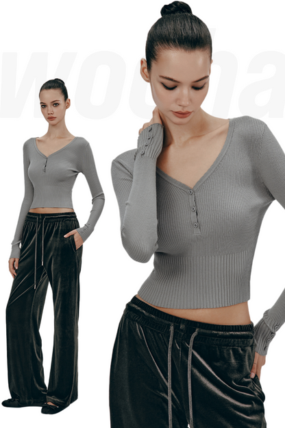 Pure Desire V-Neck Long Sleeve Top