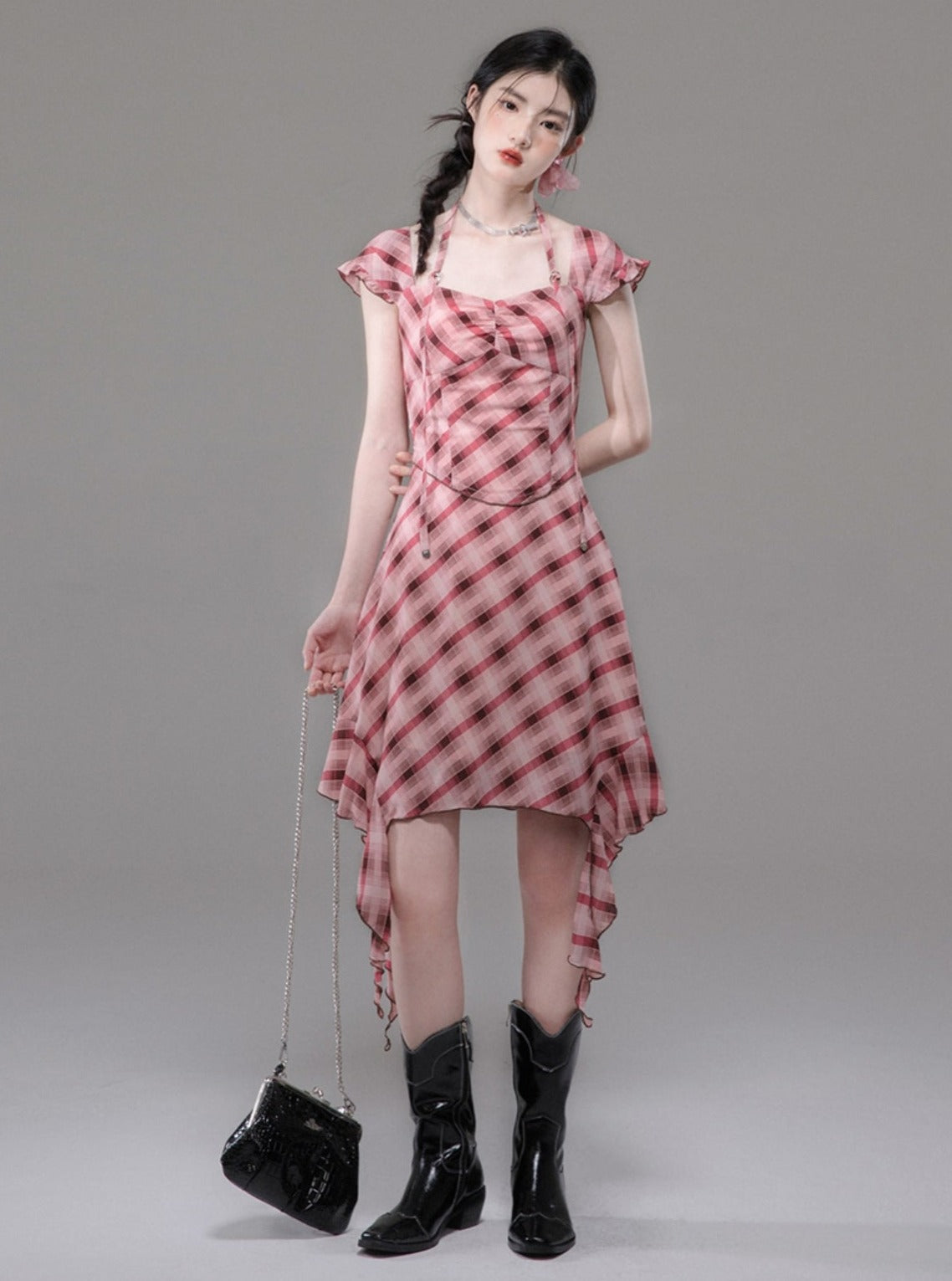 Sandalwood Red Checkered Dress