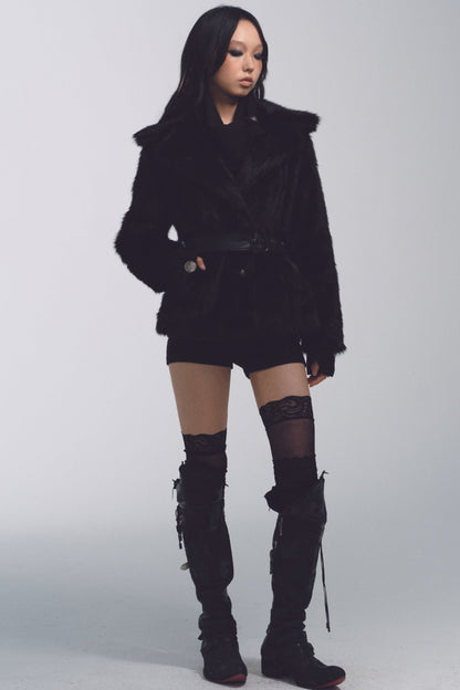 Large Lapel Fur Coat