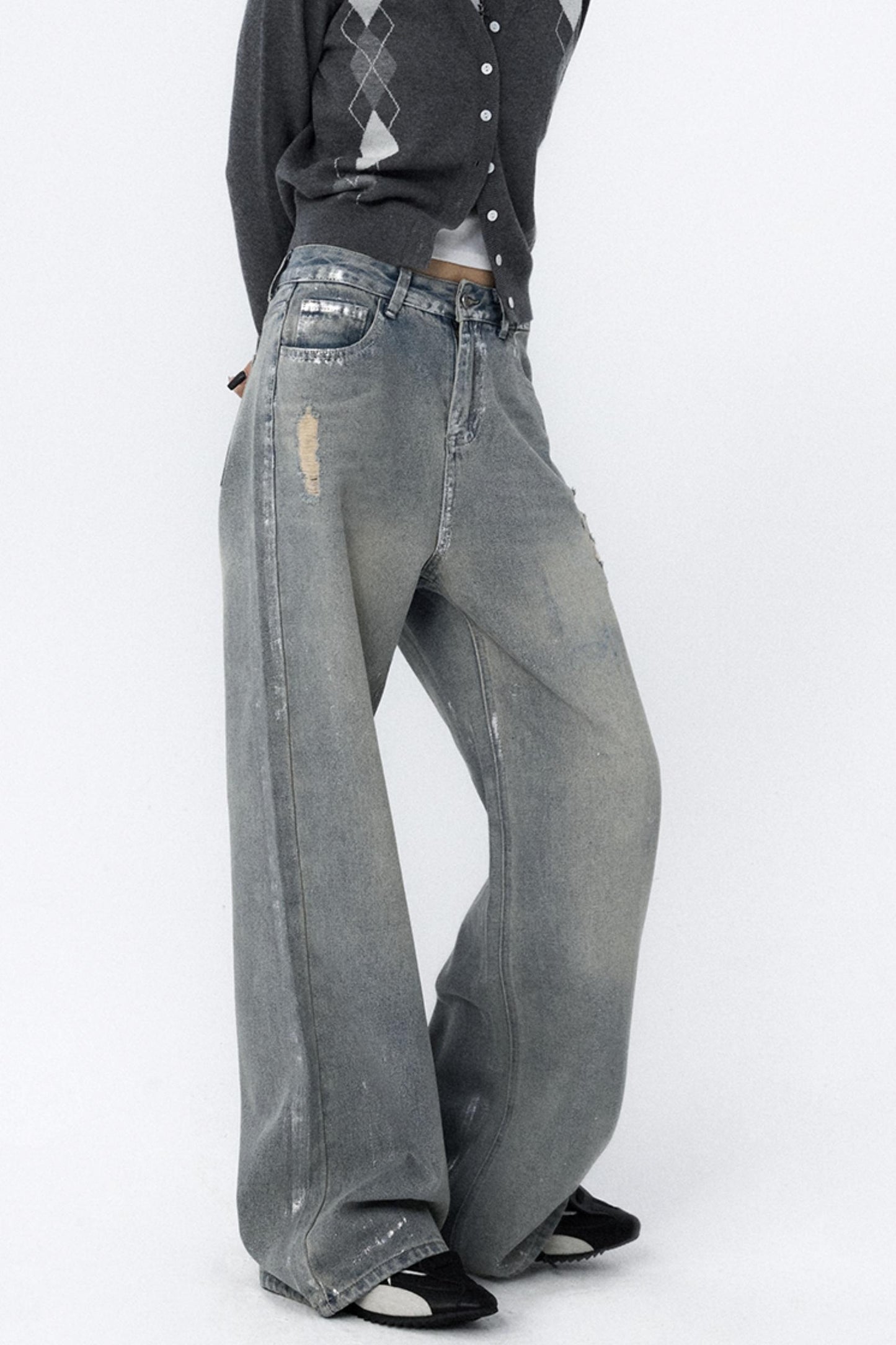 Light Blue Wide-Leg Bootcut Jeans