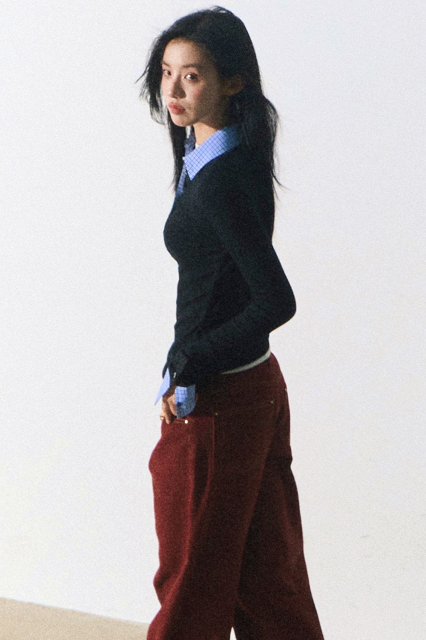 Preppy Two-Tone Knit Sweater