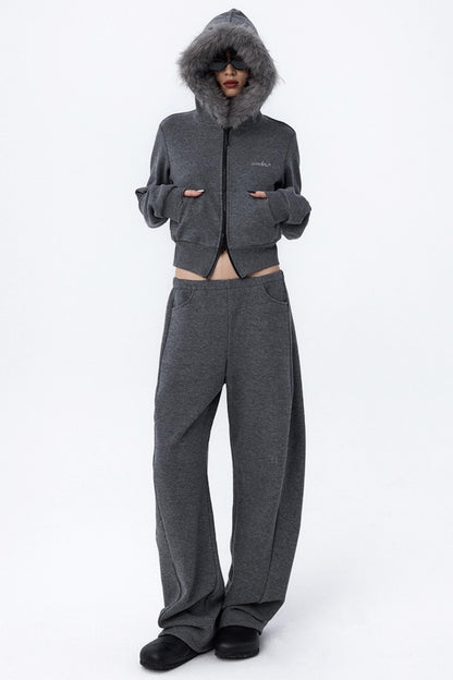 Split Curved Leg Fleece Pants