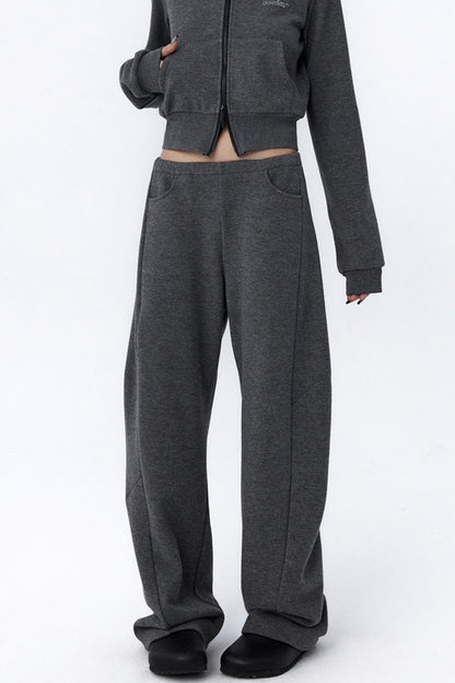 Split Curved Leg Fleece Pants