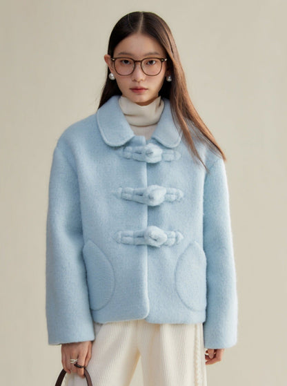 original design baby blue button coat