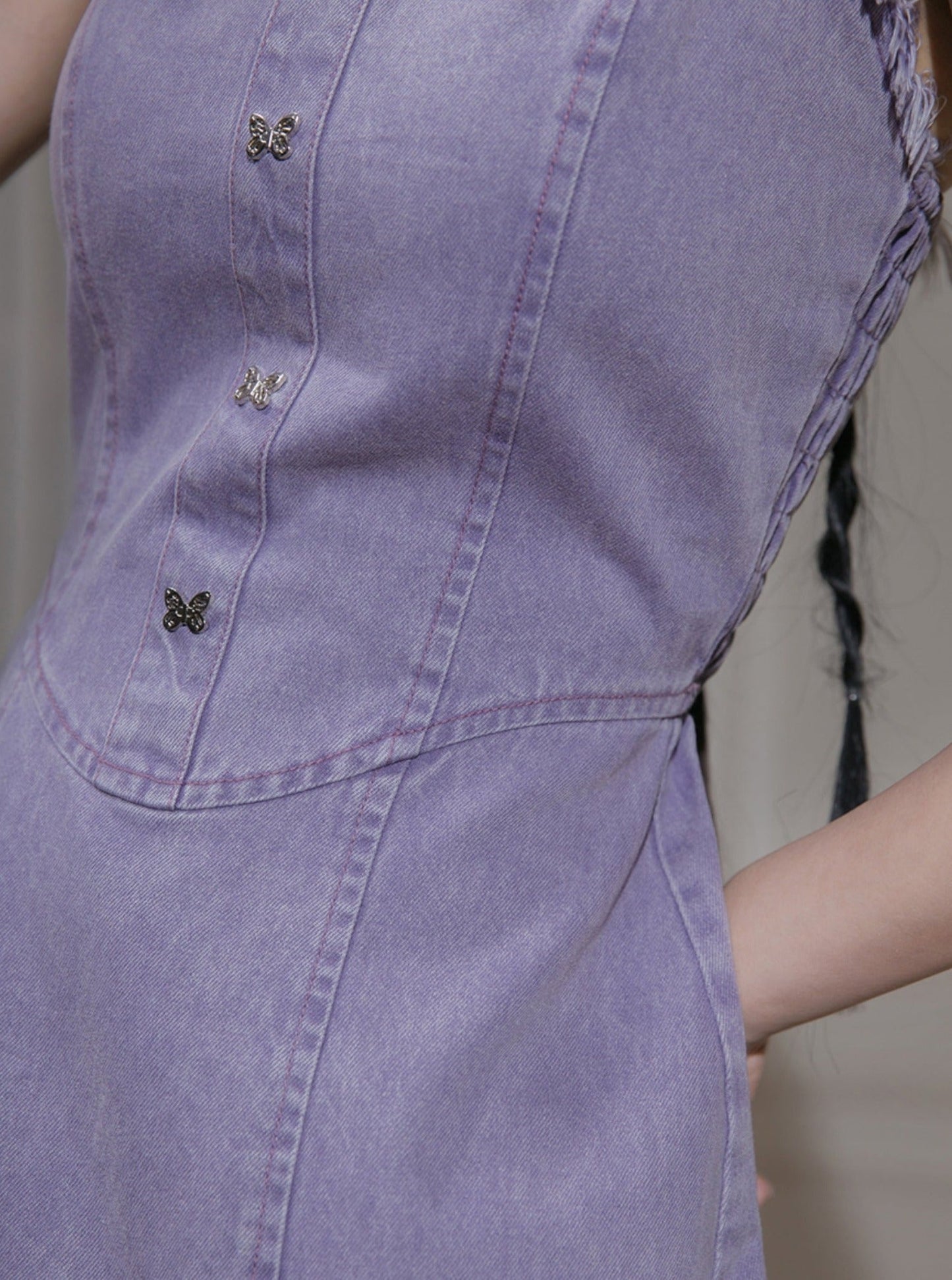 Purple Rose Denim Dress