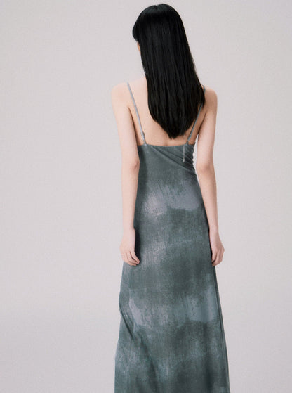 Grey Green Ink Painted Dress