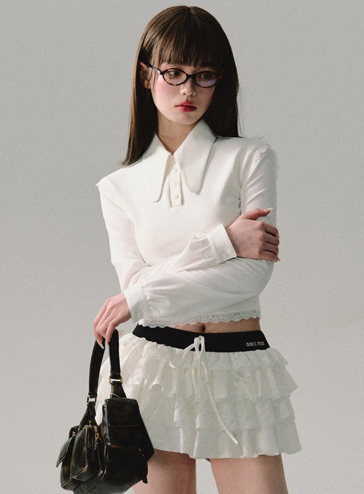 White Cake Puffy Embroidered Skirt