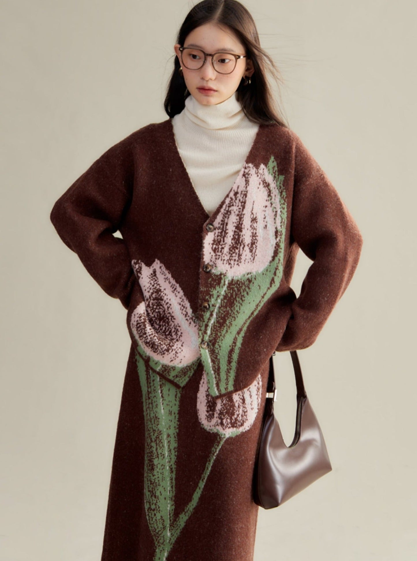 ambience contrast knit sweater skirt set