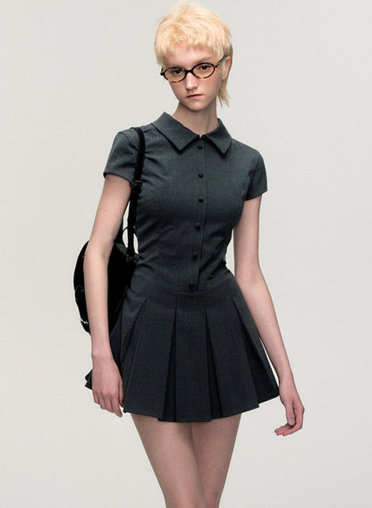 Short Sleeve College Suit Dress