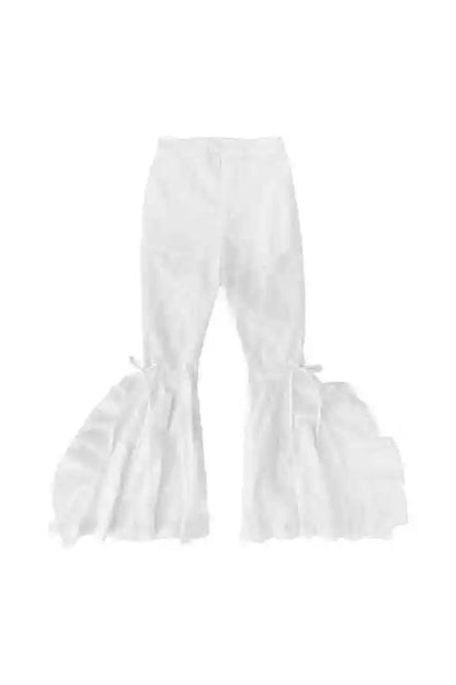 White Sequin Lace Flared Pants