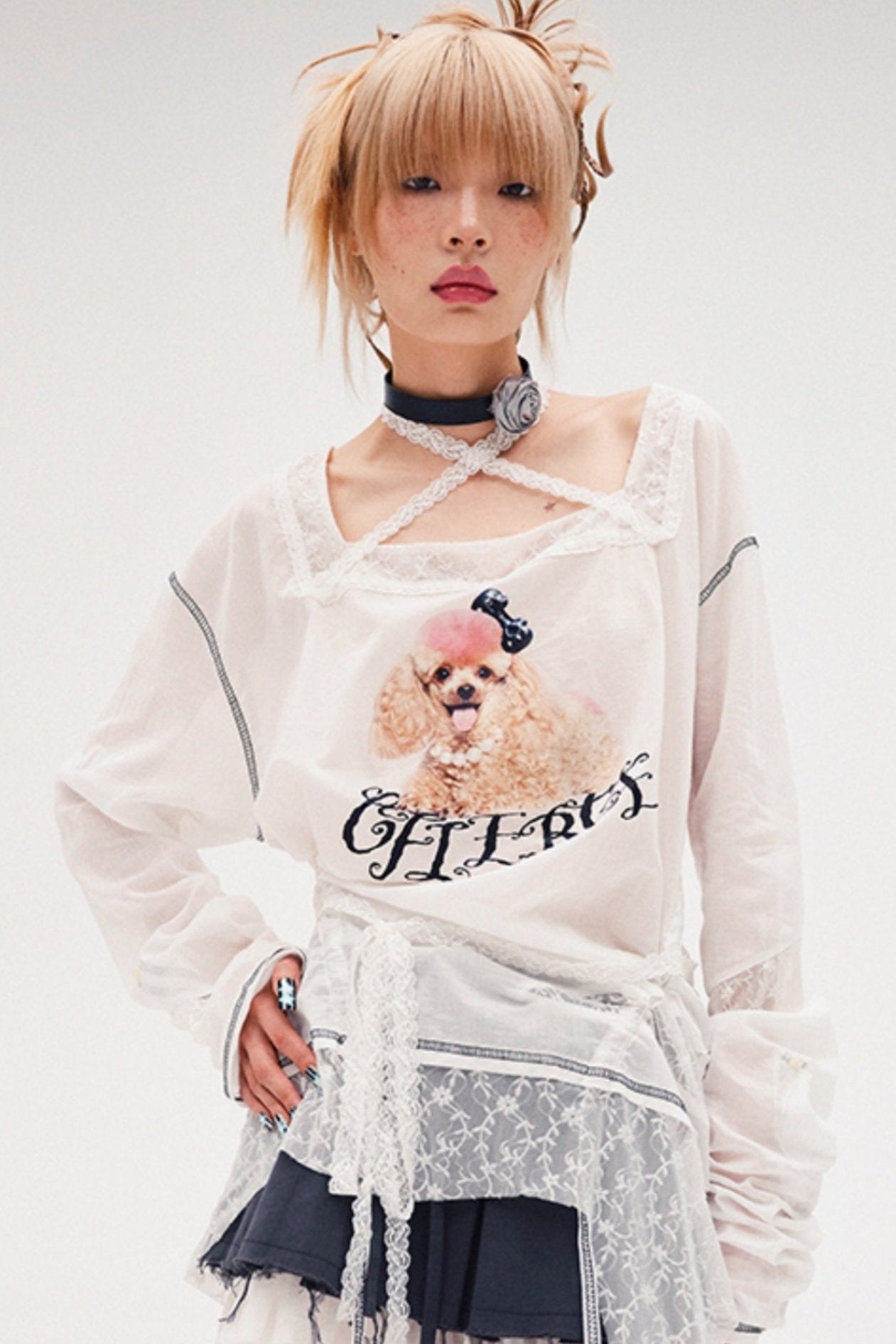 Poodle Graphic Long Sleeve Top