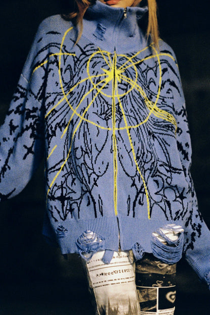 Angel Graphic Knitted Cardigan