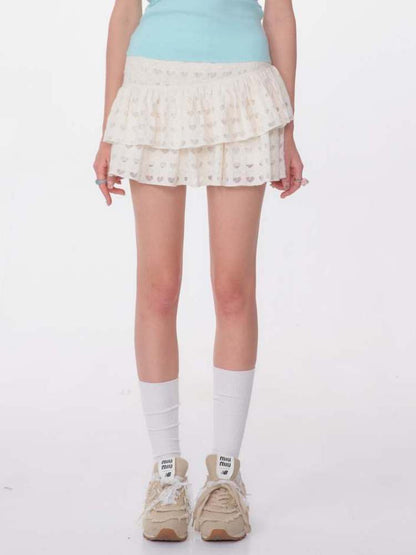 Heart-Shaped Cutout Race A-Line Cake Mini Skirt