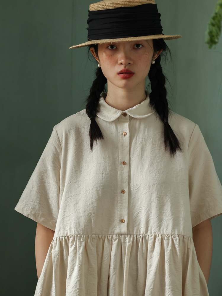 Jacquard Doll Collar Shirt Dress