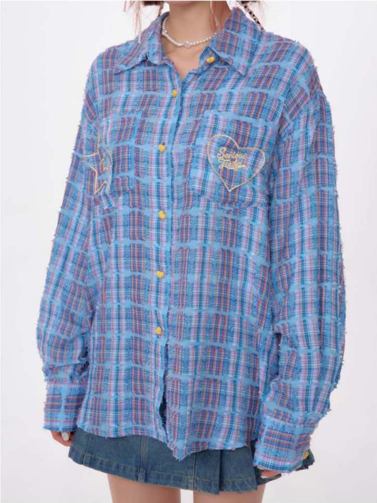 Stars & Hearts Logo Embroidery Plaid Shirt