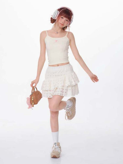 Heart-Shaped Cutout Race A-Line Cake Mini Skirt