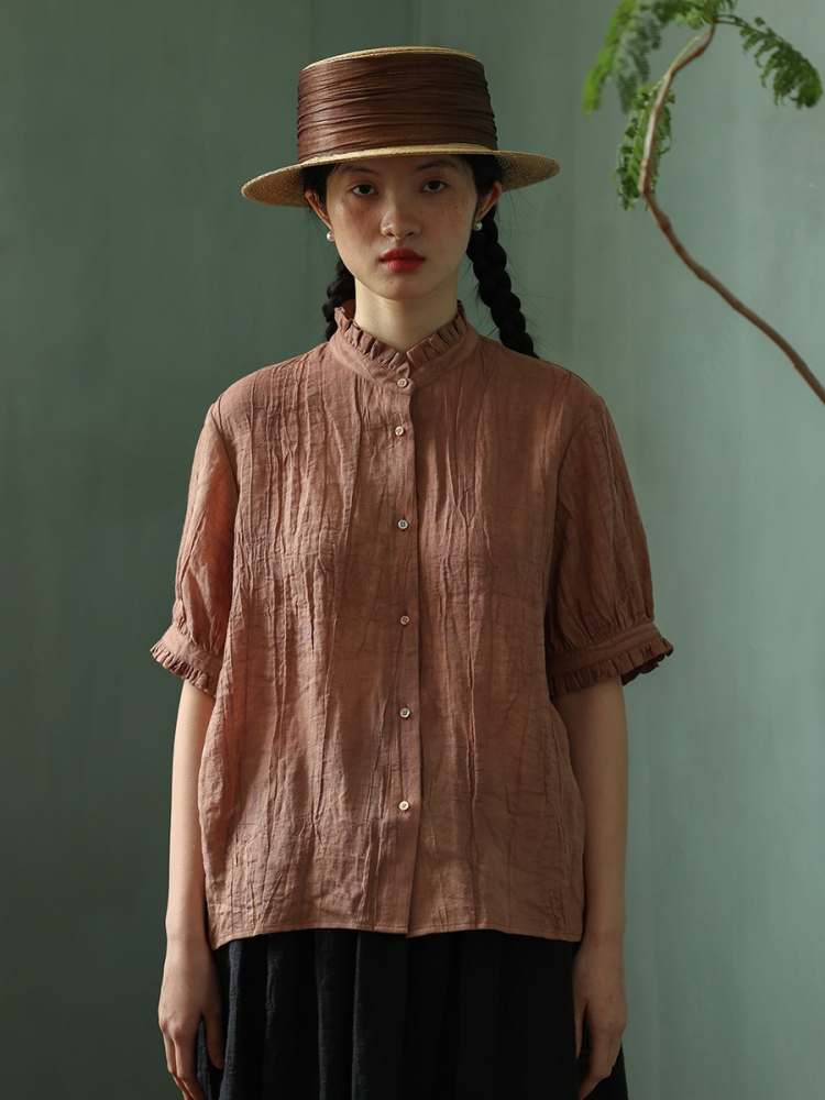 Tie-Dye Pleats Linen Shirt