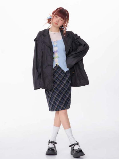 Mid Length Plaid A-Line Skirt