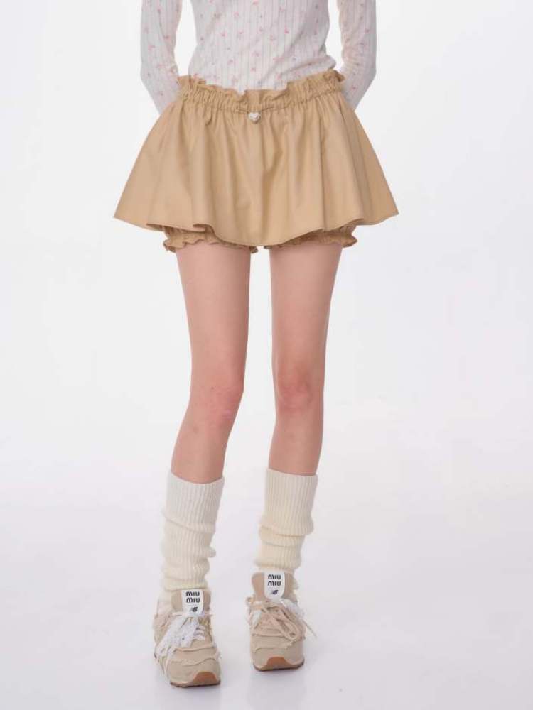 A-Line Fluffy Ruffle Skirt Pants