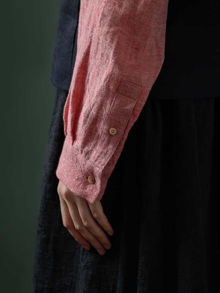 Yarn-Dyed Linen Niche Lace Shirt