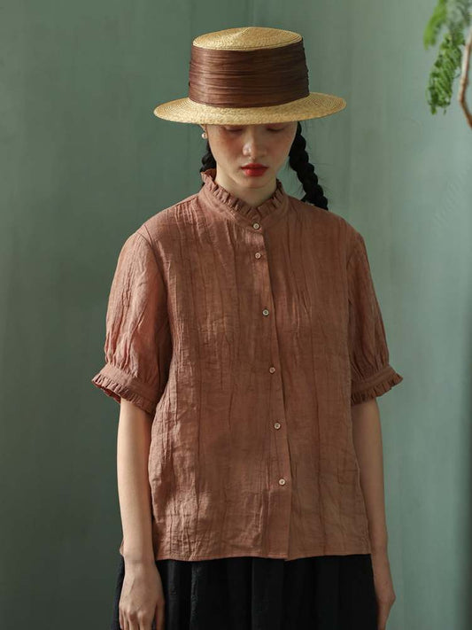 Tie-Dye Pleats Linen Shirt