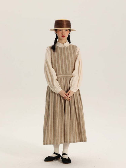 Yarn-Dyed Linen Stripe 2way Long Dress