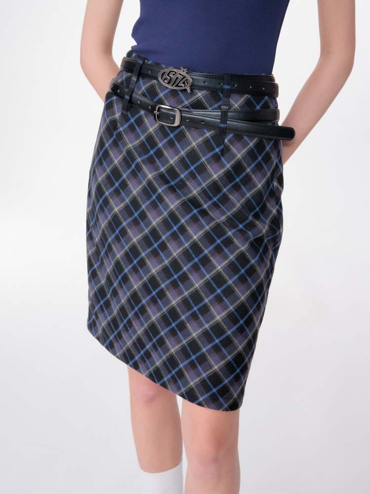 Mid Length Plaid A-Line Skirt