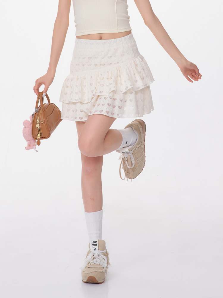 Heart-Shaped Cutout Race A-Line Cake Mini Skirt