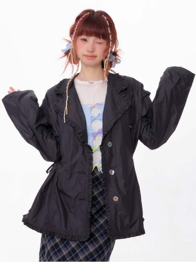 Loose Waist Drawstring Windbreaker