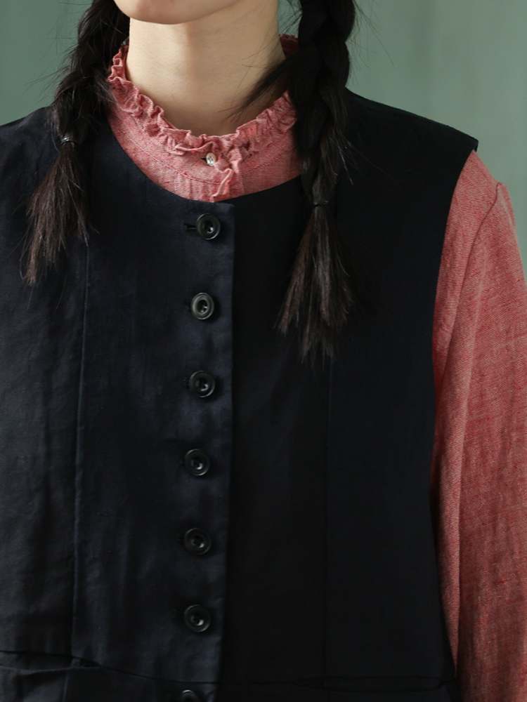 Yarn-Dyed Pocket Button Vest