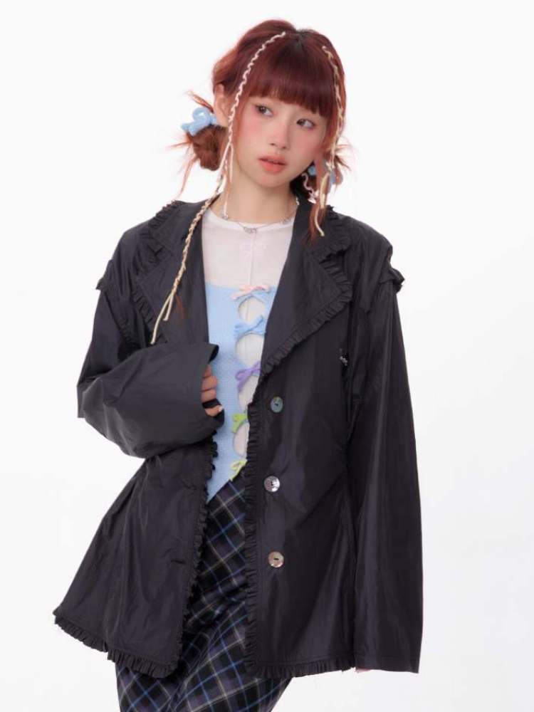 Loose Waist Drawstring Windbreaker