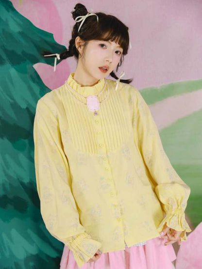 Elegant Organ Pleats Embroidered Shirt